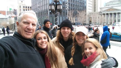 Matt with his family in the city